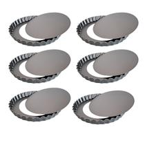 Kit 06 Forma Torta Crespa Antiaderente Fundo Removível 23cm