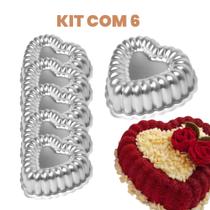 Kit 06 Formas Ballerine Coração Crespo piscina 13x4,5 Bolo torta aluminio