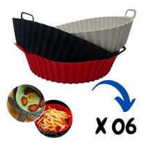 Kit 06 Forro Fritadeira Forma De Silicone Air Fryer Com Alça