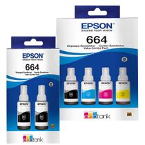 Kit 06 Garrafa de tintas T664 para impressora jato de Tinta L555