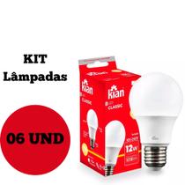 Kit 06 lâmpadas bulbo LED 12w- kian
