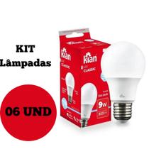 Kit 06 lâmpadas bulbo LED 9w - kian