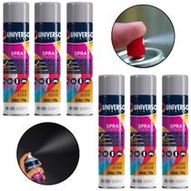 Kit 06 Latas Tinta Spray Cinza 400Ml Uso Geral Aço Couro