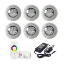Kit 06 Led 4w Rgb Luxpool + Central Touch + Fonte 12v