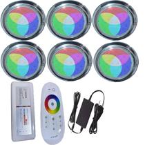 Kit 06 LUMINARIA PISCINA HIPER LED 15W INOX 316 RGB ROSCA Kit 06 LUMINARIA PISCINA HIPER LED 15W INOX 316 RGB ROSCA