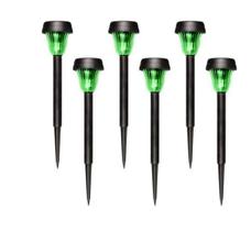 Kit 06 Luminarias Espeto Solar Decoração Led Preto Abs Verde Kit 06 Luminarias Espeto Solar Decoração Led Preto Abs Verde