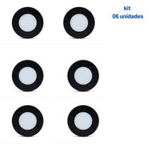 Kit 06 Luminárias Preta Spot Point Cir Fria 1,5w Ledline Kit 06 Luminárias Preta Spot Point Cir Fria 1,5w Ledline