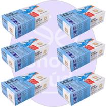 Kit 06 Luva Descartável Nitrílica Sem Pó Azul M Descarpack