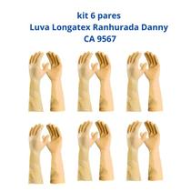 Kit 06 Luvas Proteção Longatex Ranhurada Danny Serviços Gerais Limpeza CA 9567