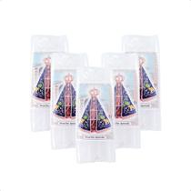 Kit 06 Maços com 08 Velas Votiva Palito Cada Branco c/ Imagem Nossa Senhora Aparecida