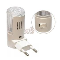 Kit 06 Mini Abajur Luminária Tomada Luz Noturna Led Bivolt