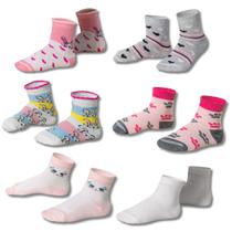 Kit 06 pares de Meias Infantil Menina Sortidas Coloridas Resistente de Alta Qualidade Dallf