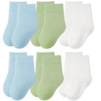 Kit 06 Pares de Meias Meia Infantil Bebê Recém Nascido RN até 6 meses Enxoval Lisa Simples Fina