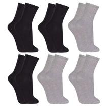 Kit 06 Pares Meias Masculinas Em Algodão Atoalhada Cano Alto Longo Envio Imediato