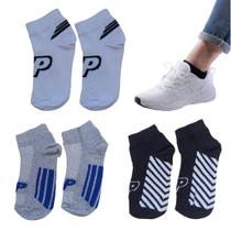 Kit 06 Pares Meias Soquete Cano Curto Invisível Feminina Trabalhada Com Elastano Algodão Original Apollo