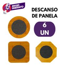 Kit 06 Pç. Descanso De Panela Bambu Protege Mesa E Bancada 02 Formato Redondo ou Quadrado