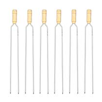 Kit 06 Pç Espeto Galvanizado Duplo Churrasquinho Cb Madeira