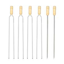 Kit 06 Pçs Espeto Churrasco 04 Duplo e 02 Simples Reforçado Aço Galvanizado Cabo Madeira Varios Tamanhos Hannah