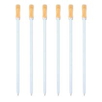 Kit 06 Pçs Espeto Churrasco Alumínio Simples Chato Largo Reforçado Cabo Madeira E Cabo Revestido Alumínio Vários Tam