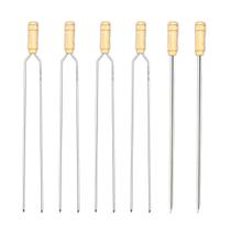 Kit 06 Pçs Espeto Churrasquinho 04 Duplo e 02 Simples Aço Galvanizado Cabo Madeira Varios Tamanhos Hannah