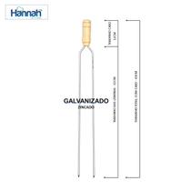 Kit 06 Pçs Espeto Duplo Reforçado 6,0mm Aço Carbono Zincado - Galvanização em Zinco Cabo Madeira Varios Tamanhos Hannah