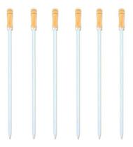 Kit 06 Pçs Espetos Churrasco Alumínio 75 Cm Chato Largo Cabo de Madeira