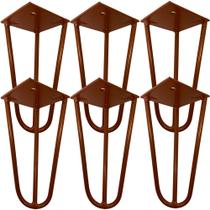 Kit 06 Pés de Ferro Aço Hairpin Legs 15 cm Bronze A01 Sofá Móveis Mesa - Inoviza
