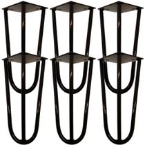 Kit 06 Pés de Ferro Aço Hairpin Legs 15 cm Preto A01 Sofá Móveis Mesa - Inoviza