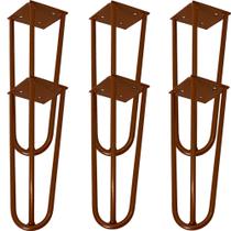 Kit 06 Pés de Ferro Aço Hairpin Legs 25 cm Bronze A01 Sofá Móveis Mesa - Inoviza