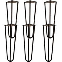 Kit 06 Pés de Ferro Aço Hairpin Legs 45 cm Preto A01 Sofá Móveis Mesa - Inoviza