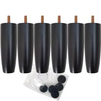 Kit 06 Pés De Madeira Para Camas Box Solteiro Pe De Cama 13cm Preto Pés Para Móveis