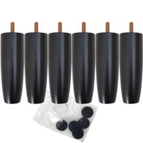 Kit 06 Pés De Madeira Para Camas Box Solteiro Pe De Cama 13cm Preto Pés Para Móveis