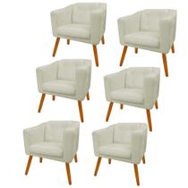 Kit 06 Poltrona Cadeira Decorativa Céci Sala de Estar Recepção Escritório Suede Bege - Damaffê Móveis Kit 06 Poltrona Cadeira Decorativa Céci Sala de Estar Recepção Escritório Suede Bege - Damaffê Móveis