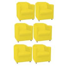 Kit 06 Poltrona Cadeira Decorativa Tilla Para Sala de Estar Recepção Escritório Corinho Amarelo - Damaffê Móveis