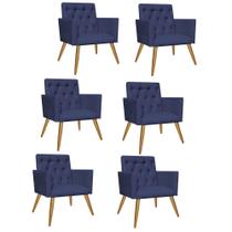 Kit 06 Poltrona Cadeira Nina Captone Decorativa Recepção Sala De Estar material sintético Azul Marinho - DAMAFFÊ MÓVEIS