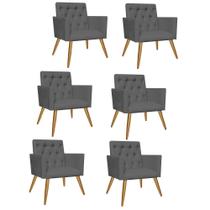 Kit 06 Poltrona Cadeira Nina Captone Decorativa Recepção Sala De Estar material sintético Cinza - DAMAFFÊ MÓVEIS