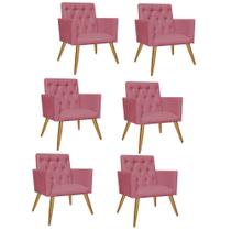 Kit 06 Poltrona Cadeira Nina Captone Decorativa Recepção Sala De Estar Suede Rose Gold - DAMAFFÊ MÓVEIS