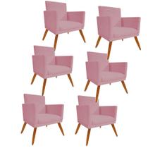 Kit 06 Poltrona Cadeira Nina Com Base Decorativa Recepção Sala De Estar Suede Rose Gold - DAMAFFÊ MÓVEIS Kit 06 Poltrona Cadeira Nina Com Base Decorativa Recepção Sala De Estar Suede Rose Gold - DAMAFFÊ MÓVEIS