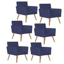 Kit 06 Poltrona Cadeira Nina Decorativa Recepção Sala De Estar material sintético Azul Marinho - DAMAFFÊ MÓVEIS Kit 06 Poltrona Cadeira Nina Decorativa Recepção Sala De Estar material sintético Azul Marinho - DAMAFFÊ MÓVEIS