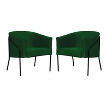 Kit 06 Poltrona Cadeira Roni Luxo Industrial Ferro Preto Suede Verde Musgo - Ahz Móveis