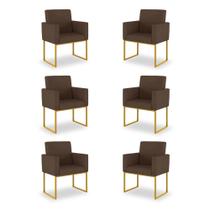 Kit 06 Poltronas Clínica 13 Cores - Base Ferro Dourado