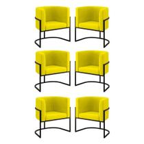 Kit 06 Poltronas Lua Sala Decorativa Base De Ferro Black Amarelo Kit 06 Poltronas Lua Sala Decorativa Base De Ferro Black Amarelo