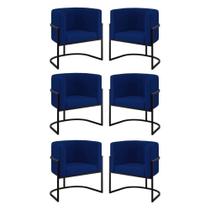Kit 06 Poltronas Lua Sala Decorativa Base De Ferro Black Azul Marinho Kit 06 Poltronas Lua Sala Decorativa Base De Ferro Black Azul Marinho