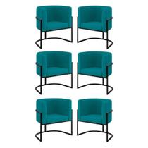 Kit 06 Poltronas Lua Sala Decorativa Base De Ferro Black Azul Turquesa Kit 06 Poltronas Lua Sala Decorativa Base De Ferro Black Azul Turquesa