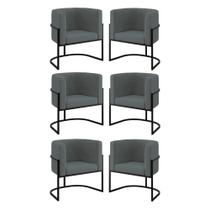Kit 06 Poltronas Lua Sala Decorativa Base de Ferro Black