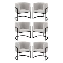 Kit 06 Poltronas Lua Sala Decorativa Base De Ferro Black Bege Kit 06 Poltronas Lua Sala Decorativa Base De Ferro Black Bege