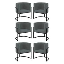 Kit 06 Poltronas Lua Sala Decorativa Base De Ferro Black Cinza Kit 06 Poltronas Lua Sala Decorativa Base De Ferro Black Cinza