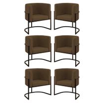Kit 06 Poltronas Lua Sala Decorativa Base De Ferro Black Marrom Kit 06 Poltronas Lua Sala Decorativa Base De Ferro Black Marrom