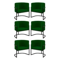 Kit 06 Poltronas Lua Sala Decorativa Base De Ferro Black Verde Kit 06 Poltronas Lua Sala Decorativa Base De Ferro Black Verde