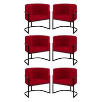 Kit 06 Poltronas Lua Sala Decorativa Base De Ferro Black Vermelho Kit 06 Poltronas Lua Sala Decorativa Base De Ferro Black Vermelho